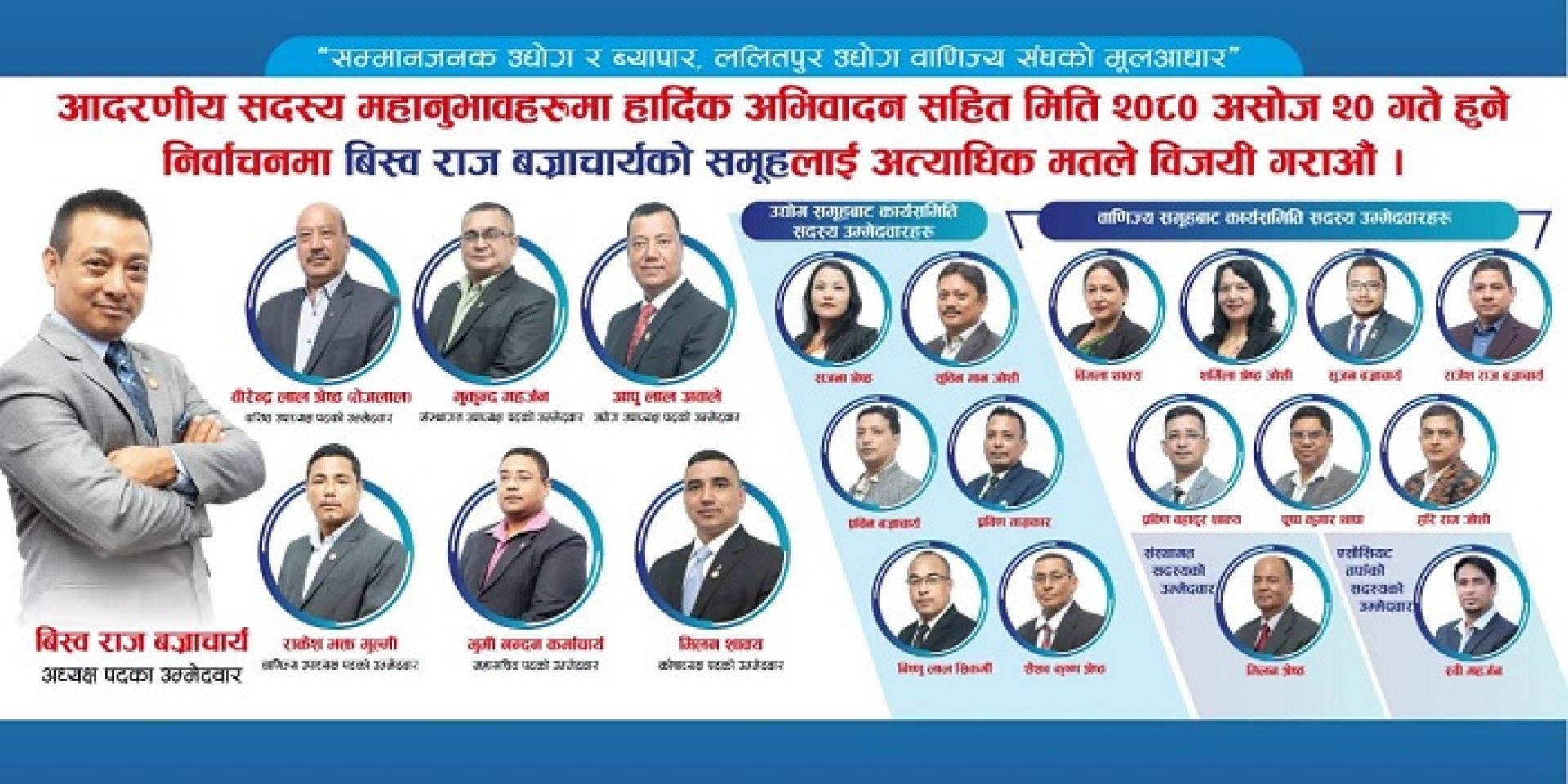 ललितपुर उद्योग वाणिज्य संघको चुनावः बज्राचार्य समूहद्वारा उम्मेद्वारी घोषणा